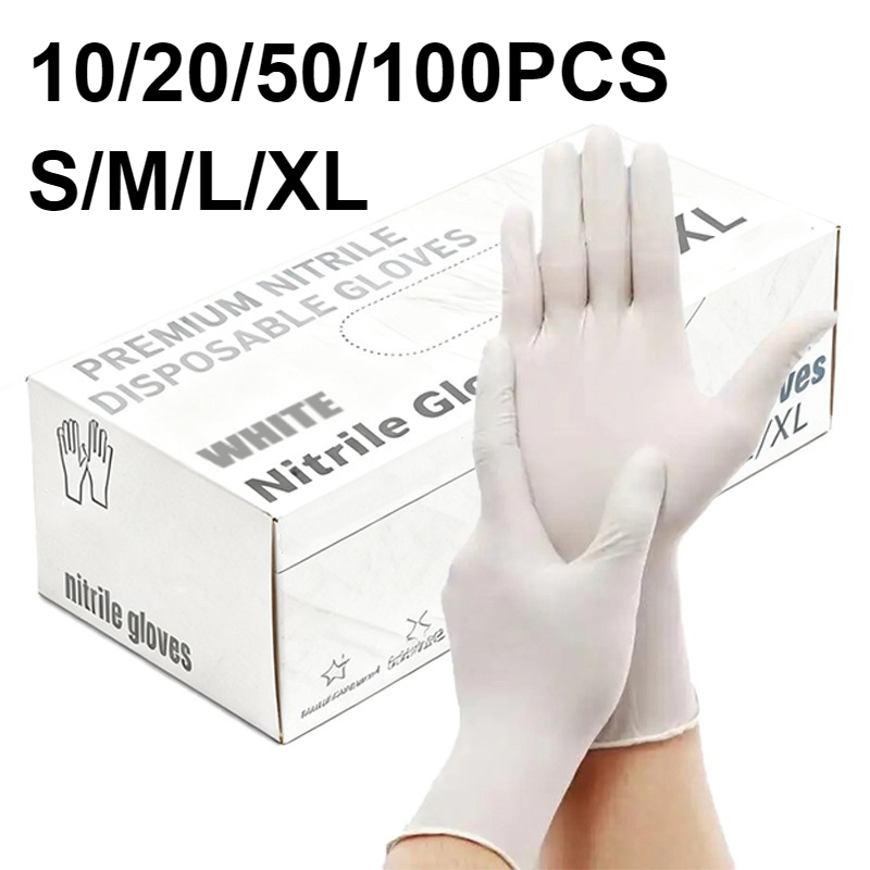 10/20/50/100PCS White Nitrile  - Medical Gloves recension och pris