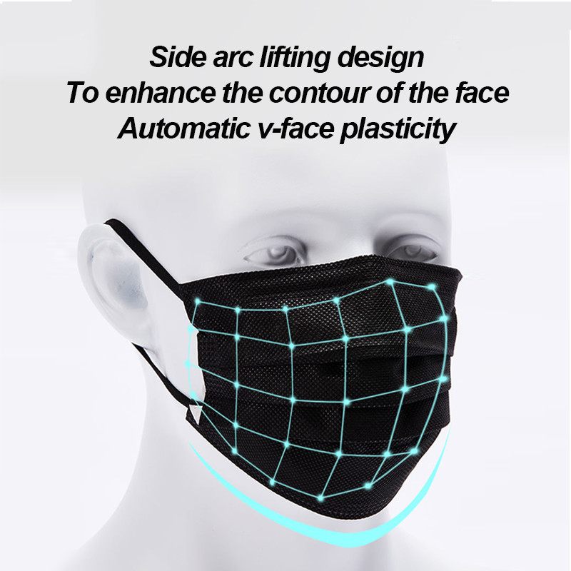100-400pcs Black Mask Disposab - Surgical Mask recension och pris